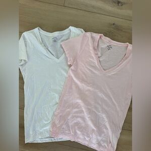 J Crew Slub T-shirt Medium Shirt Set Pink and White